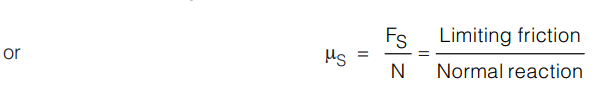 coefficient of static friction